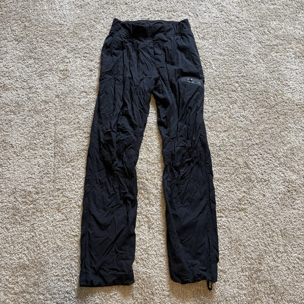 Lululemon Great Wall Lined Pants‎ Black Trousers Sz M High Impact Stretch